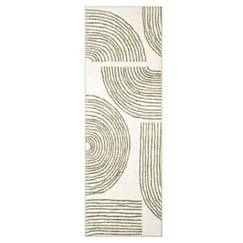 Green Polyester Rectangular Hallway Kitchen Laundry Bedroom Modern Abstract Soft Non Slip Machine