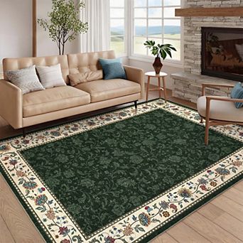 Floral Print Area Rugs Ultra Soft Low Pile Non Slip Washable