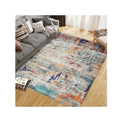 Modern Abstract Boho Washable Area Rug High Traffic Areas Living Room Bedroom Kitchen Dining