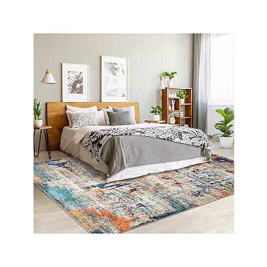 Modern Abstract Boho Washable Area Rug High Traffic Areas Living Room Bedroom Kitchen Dining