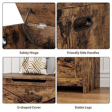 30” Wooden Storage Box Bench, Multipurpose Organizer Cabinet for Bedroom, Living Room, Entryway