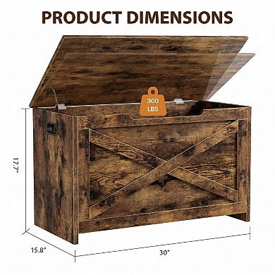 30” Wooden Storage Box Bench, Multipurpose Organizer Cabinet for Bedroom, Living Room, Entryway