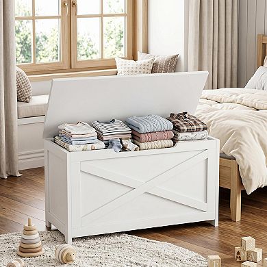 30” Wooden Storage Box Bench, Multipurpose Organizer Cabinet for Bedroom, Living Room, Entryway