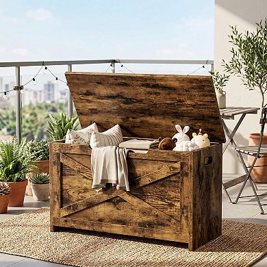 30” Wooden Storage Box Bench, Multipurpose Organizer Cabinet for Bedroom, Living Room, Entryway