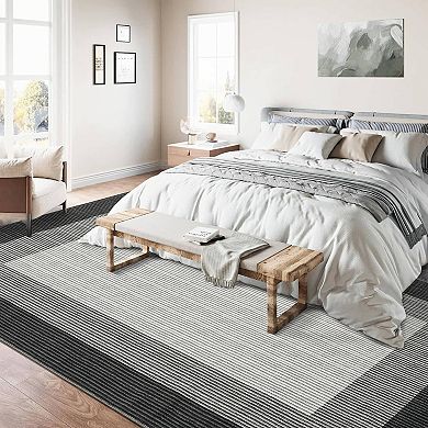 Polyester Green Rectangular Indoor Geometric Bordered Modern Machine Washable Runner Rug