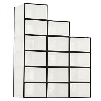 Clear Collapsible Shoe Storage Boxes, Stackable Plastic Organizer Bins for Closet Shoes, 12/15 Pack