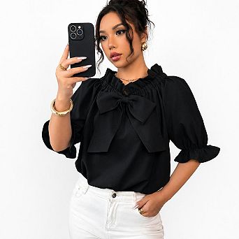 Women's Convertible Off-the-Shoulder Bow Blouse