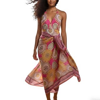 Women's 2 pc Swimsuit & Cover Up Set, Halter One-Piece Bathing Suit with Wrap