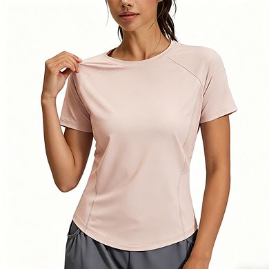 Women's Quick-Dry Workout T-Shirt Short Sleeve Breathable Mesh Panel Athletic Top