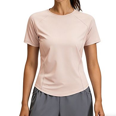 Women's Quick-Dry Workout T-Shirt Short Sleeve Breathable Mesh Panel Athletic Top