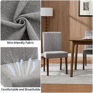 6-Piece Parsons Dining Chairs, Linen Fabric, Sturdy Wood Legs, Padded Seat for Kitchen & Dining Room