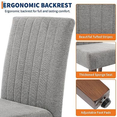 6-Piece Parsons Dining Chairs, Linen Fabric, Sturdy Wood Legs, Padded Seat for Kitchen & Dining Room