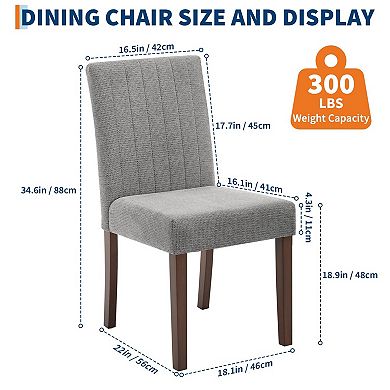 6-Piece Parsons Dining Chairs, Linen Fabric, Sturdy Wood Legs, Padded Seat for Kitchen & Dining Room