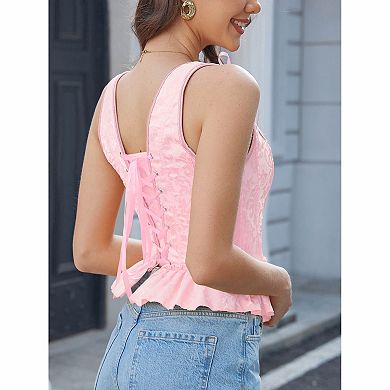 Women's Jacquard Corset Top with Ruffle Hem
