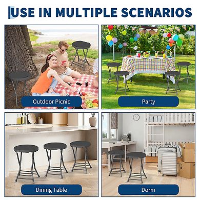 Folding Stool Bar Stool with Handle, Anti-Slip Feet, 600Lbs for Indoor/Outdoor Kitchen & Home