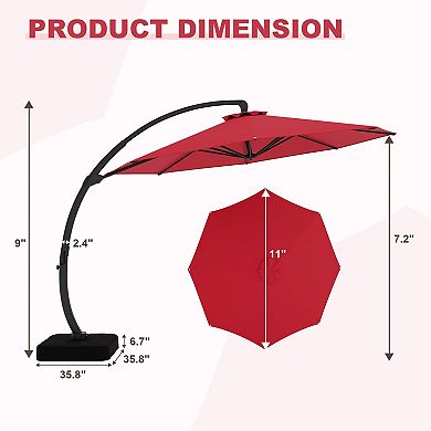 ANIXOL Cantilever Patio Umbrella with Base Heavy Duty Offset Outdoor Umbrella