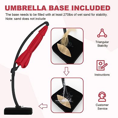 ANIXOL Cantilever Patio Umbrella with Base Heavy Duty Offset Outdoor Umbrella