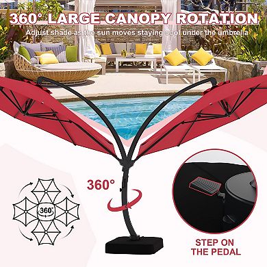 ANIXOL Cantilever Patio Umbrella with Base Heavy Duty Offset Outdoor Umbrella