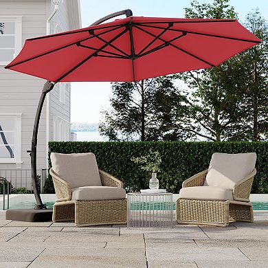 ANIXOL Cantilever Patio Umbrella with Base Heavy Duty Offset Outdoor Umbrella