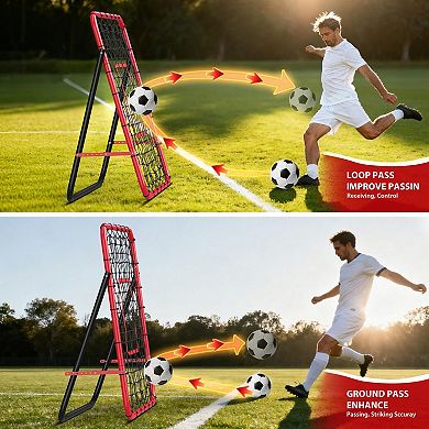Rebounder Net with Quick-Switch Angle, Soccer Pitchback Trainer for Control & Passing Practice
