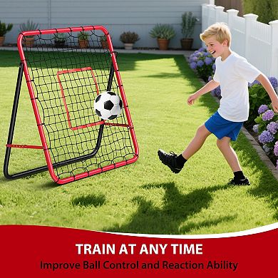 Rebounder Net with Quick-Switch Angle, Soccer Pitchback Trainer for Control & Passing Practice