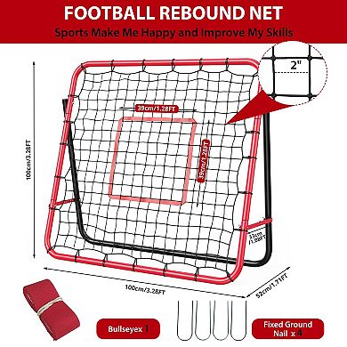 Rebounder Net with Quick-Switch Angle, Soccer Pitchback Trainer for Control & Passing Practice