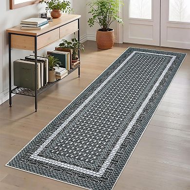 Polyester Rectangular Bedroom Living Room Dining Room Indoor Modern Bordered Soft Non