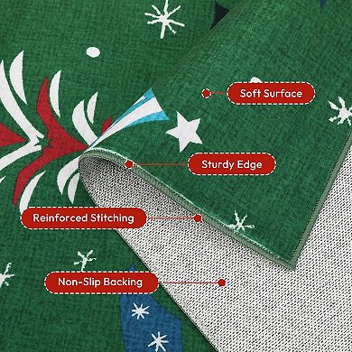 Tree Kitchen Hallway Entryway Rug Soft Holiday Decor Mat Green
