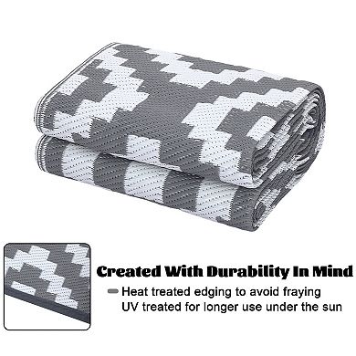 Waterproof Outdoor Patio Area Rugs Gray Plastic Checkered Area Rugs