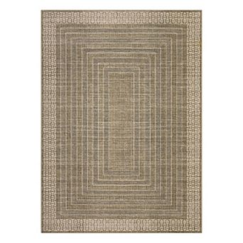 Machine Washable Indoor Modern Geometric Bordered Rectangular Non Slip Area Rug