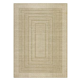 Machine Washable Indoor Modern Geometric Bordered Rectangular Non Slip Area Rug