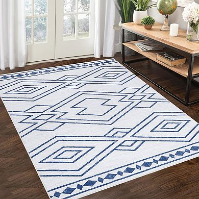 Modern Geometric Area Rugs Low Pile Anti Slip Foldable Accent Area Rugs for Living Room