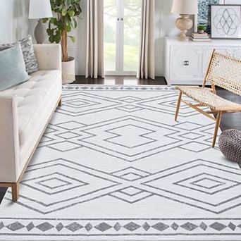 Modern Geometric Area Rugs Low Pile Anti Slip Foldable Accent Area Rugs for Living Room