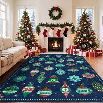 Holiday Area Rugss Washable Area Rugs with Non Slip Stain Resistant Area Rugs