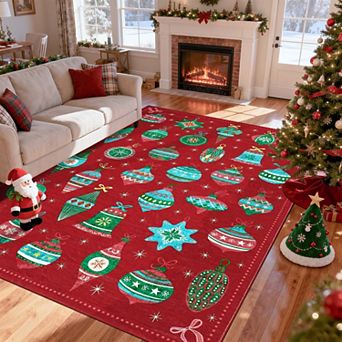 Holiday Area Rugss Washable Area Rugs with Non Slip Stain Resistant Area Rugs