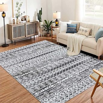 Geometric Area Rugs Machine Washable Easy Cleaning Non Shedding Stain Resistant