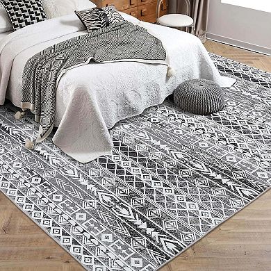 Geometric Area Rugs Machine Washable Easy Cleaning Non Shedding Stain Resistant