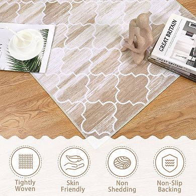 1150gsm 100% Polyester Boho Brown Chenille Area Rugs Washable Foldable Printed Carpet