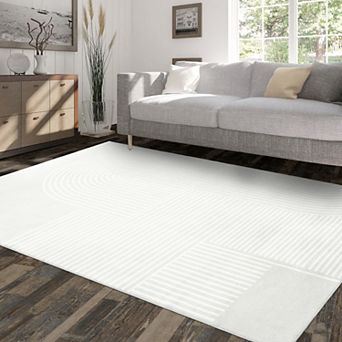 Large Area Rugs Geometric Print Modern Area Rugs Anti Slip Low Pile Non Shedding Throw Carpet