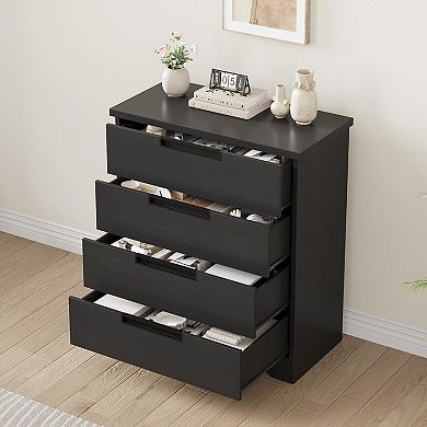 4 Drawers Nightstand for Bedroom,Wood Bedside Table,Freestanding Vertical Drawer Cabinet