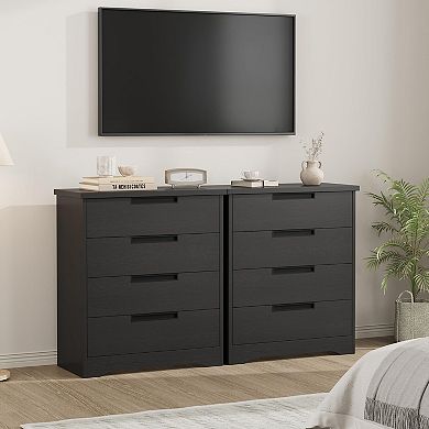 4 Drawers Nightstand for Bedroom,Wood Bedside Table,Freestanding Vertical Drawer Cabinet