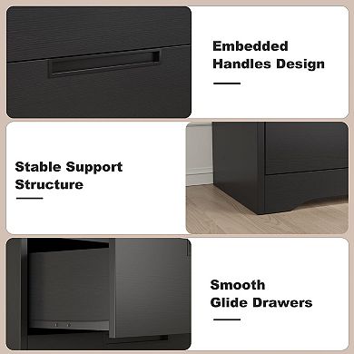 4 Drawers Nightstand for Bedroom,Wood Bedside Table,Freestanding Vertical Drawer Cabinet