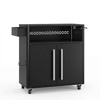 Heavy-Duty Outdoor Kitchen Grill Cart Large Double-Door Storage & Drawer BBQ Tools