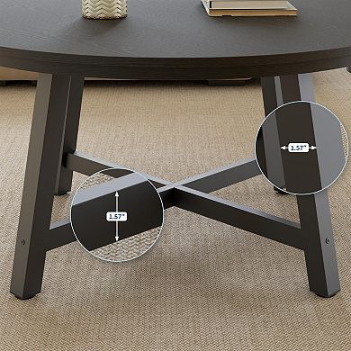 Modern 36" Round Coffee Table with Metal Legs, Center Table for Living Room