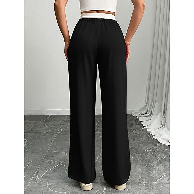 Women's High Waisted Wide Leg Pants Drawstring Loose Casual Lounge Trousers