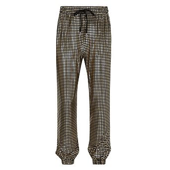 Mens Metallic Shiny Pants Holographic Rave Outfit Glimmering Party Drawstring Pants With Pockets