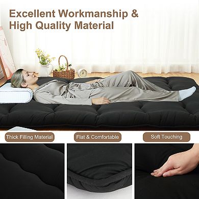 Microfiber Tatami Floor Mat, Supportive Foam Guest Sleeping Bed Roll-Up Floor Mattress