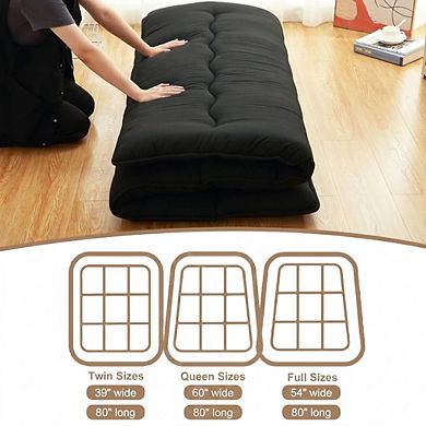 Microfiber Tatami Floor Mat, Supportive Foam Guest Sleeping Bed Roll-Up Floor Mattress