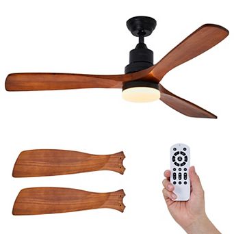 52" Ceiling Fan with Lights and Remote, 3CCT Dimmable LED,Timer, APP Control for Bedroom Living Room