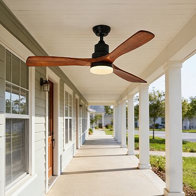 52" Ceiling Fan with Lights and Remote, 3CCT Dimmable LED,Timer, APP Control for Bedroom Living Room